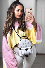 Pink White and Yellow Stripe Contrast Jumper - Emylee-Jumper
