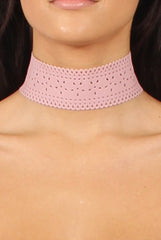 Pink Wide Lasercut Choker - Tabia-Chokers