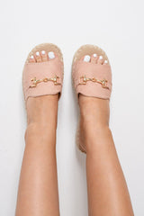 Pink Woven Platform Slip On Sandals - Liara-Sliders