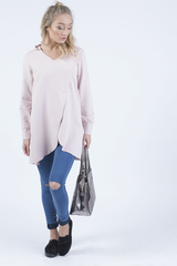 Pink Wrap Around Oversized Hoodie - Yasmin-Loungewear