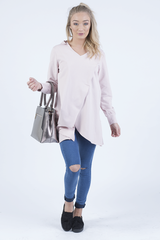Pink Wrap Around Oversized Hoodie - Yasmin-Loungewear