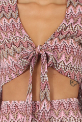 Pink Zig Zag Crochet Tie Front Co-ord - Adele-Co-ords