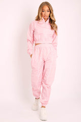 Pink Zip Front Hoodie Cuff Jogger Co-Ord - Kason-Tracksuits