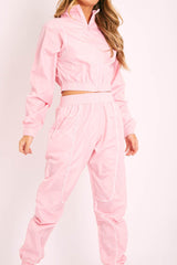 Pink Zip Front Hoodie Cuff Jogger Co-Ord - Kason-Tracksuits