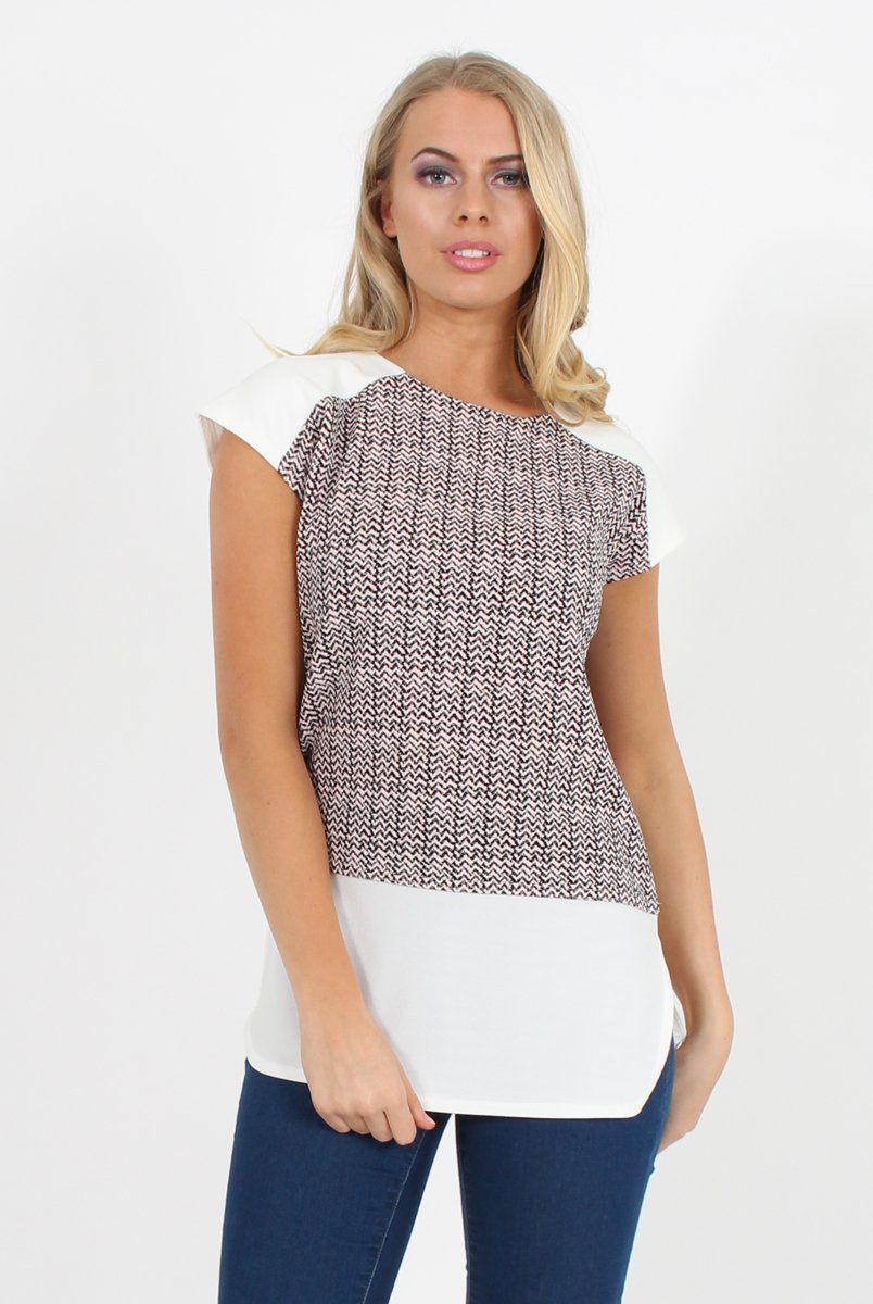 Pink and Black Zig Zag Patterend Tee - Jayla-T-shirt