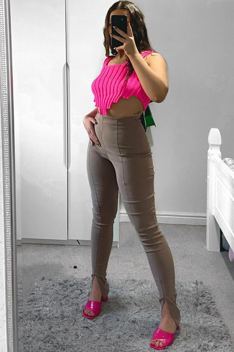 Pink Distressed Knit Crop Top - Dani