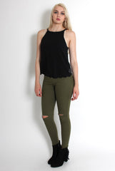 Piper Black Scallop Cami-Tops