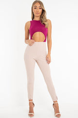 Plum Cut Out Racer Neck Sleeveless Bodysuit - Kourtney-Bodysuits