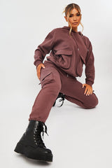 Plum Pocket Hoodie and Joggers Tracksuit - Aafiya-Tracksuits