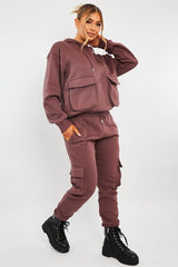 Plum Pocket Hoodie and Joggers Tracksuit - Aafiya-Tracksuits