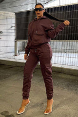 Plum Pocket Hoodie and Joggers Tracksuit - Aafiya-Tracksuits