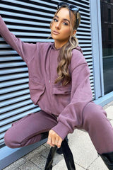 Plum Pocket Hoodie and Joggers Tracksuit - Aafiya-Tracksuits