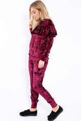 Plum Velvet Frill Tracksuit - Katey-Loungewear