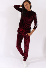 Plum Velvet Stripe Tracksuit - Armani-Tracksuits