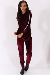 Plum Velvet Stripe Tracksuit - Armani-Tracksuits