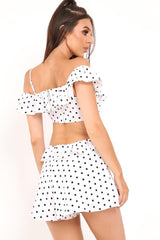 Polka Dot Frill Cut Out Playsuit - Karris-Playsuits