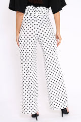 Polka Dot Paper Bag Tie Waist Wide Leg Trousers - Kennedy-Trousers