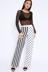 Polka Dot and Stripe Mix Print Trousers - Odelia-Trousers