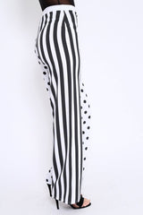 Polka Dot and Stripe Mix Print Trousers - Odelia-Trousers