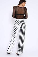 Polka Dot and Stripe Mix Print Trousers - Odelia-Trousers