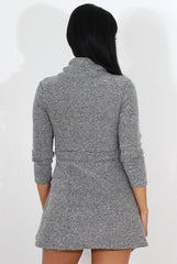 Poppie Grey Cowl Neck Dress-Dresses