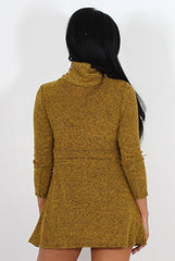 Poppie Mustard Cowl Neck Dress-Dresses