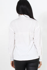 Poppie White Long Sleeve Cropped Shirt-Crop Tops