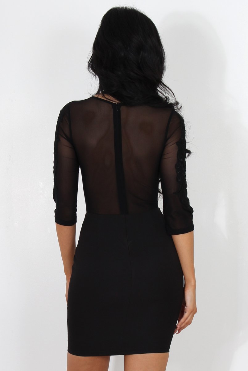 Posey Black Sheer Panel Dress – Rebellious Fashion
