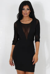 Posey Black Sheer Panel Dress-Dresses