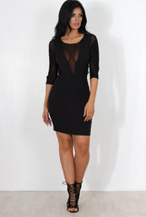 Posey Black Sheer Panel Dress-Dresses