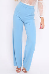 Powder Blue High Waist Flare Trousers -Tisha-Trousers