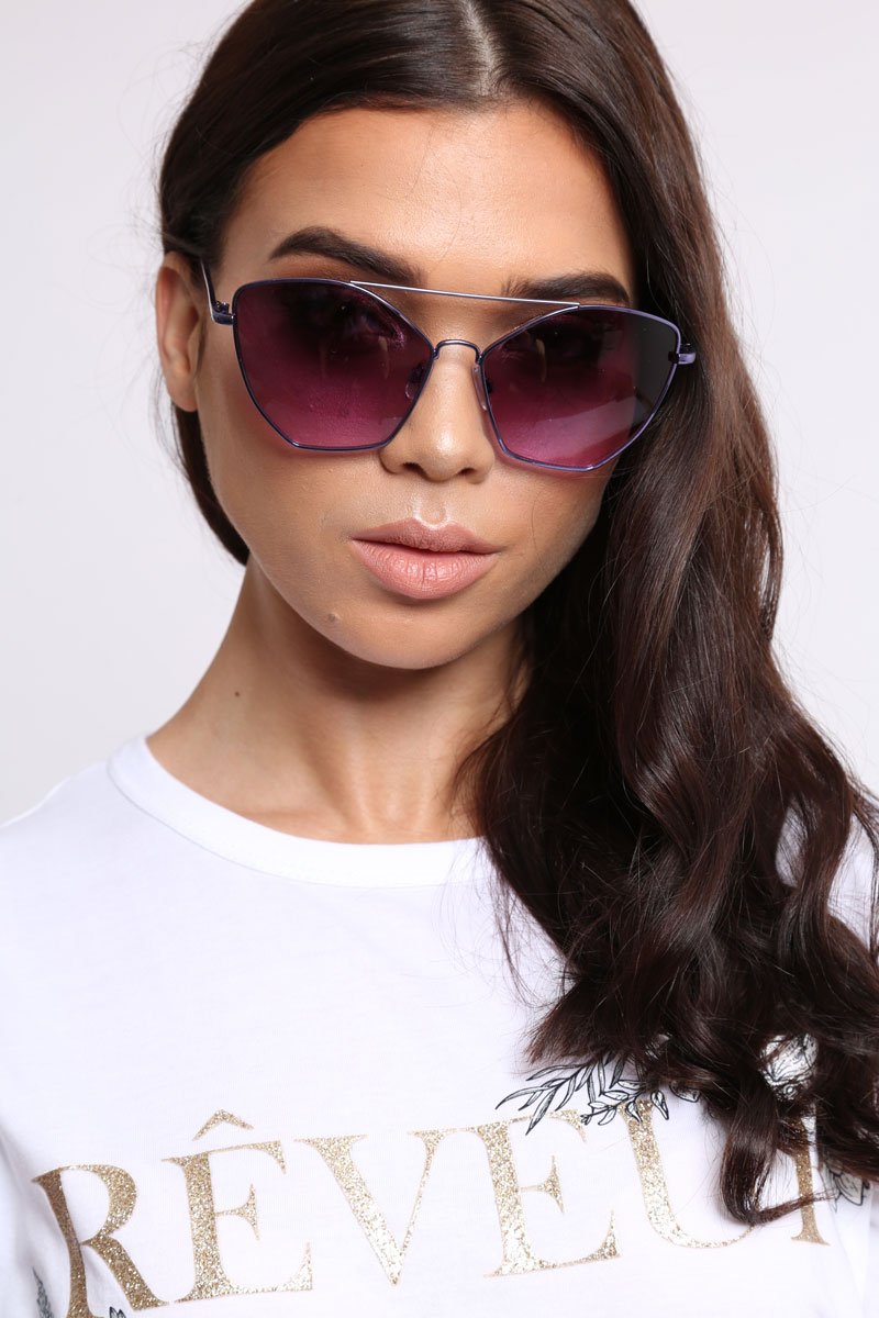 Purple Brow Bar Geometric Sunglasses - Immy-Sunglasses