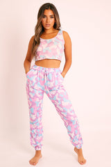 Purple Camo Crop Top Joggers Co-ord - Charna-Loungewear