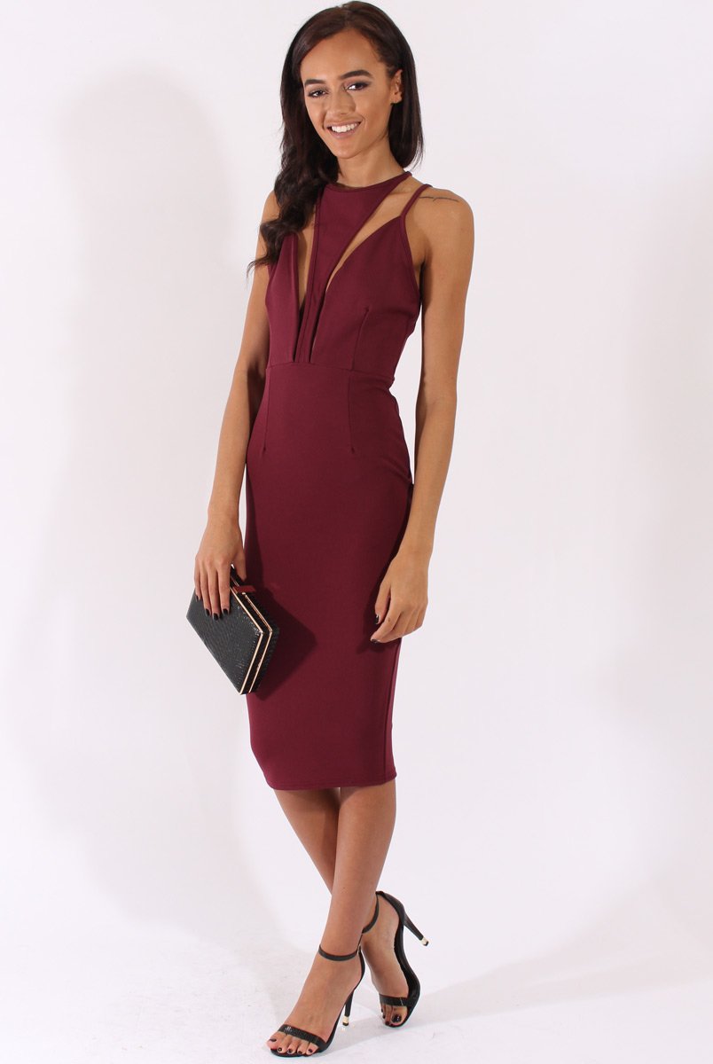 Purple Cut Out Strappy Midi Dress - Lotus-Dresses
