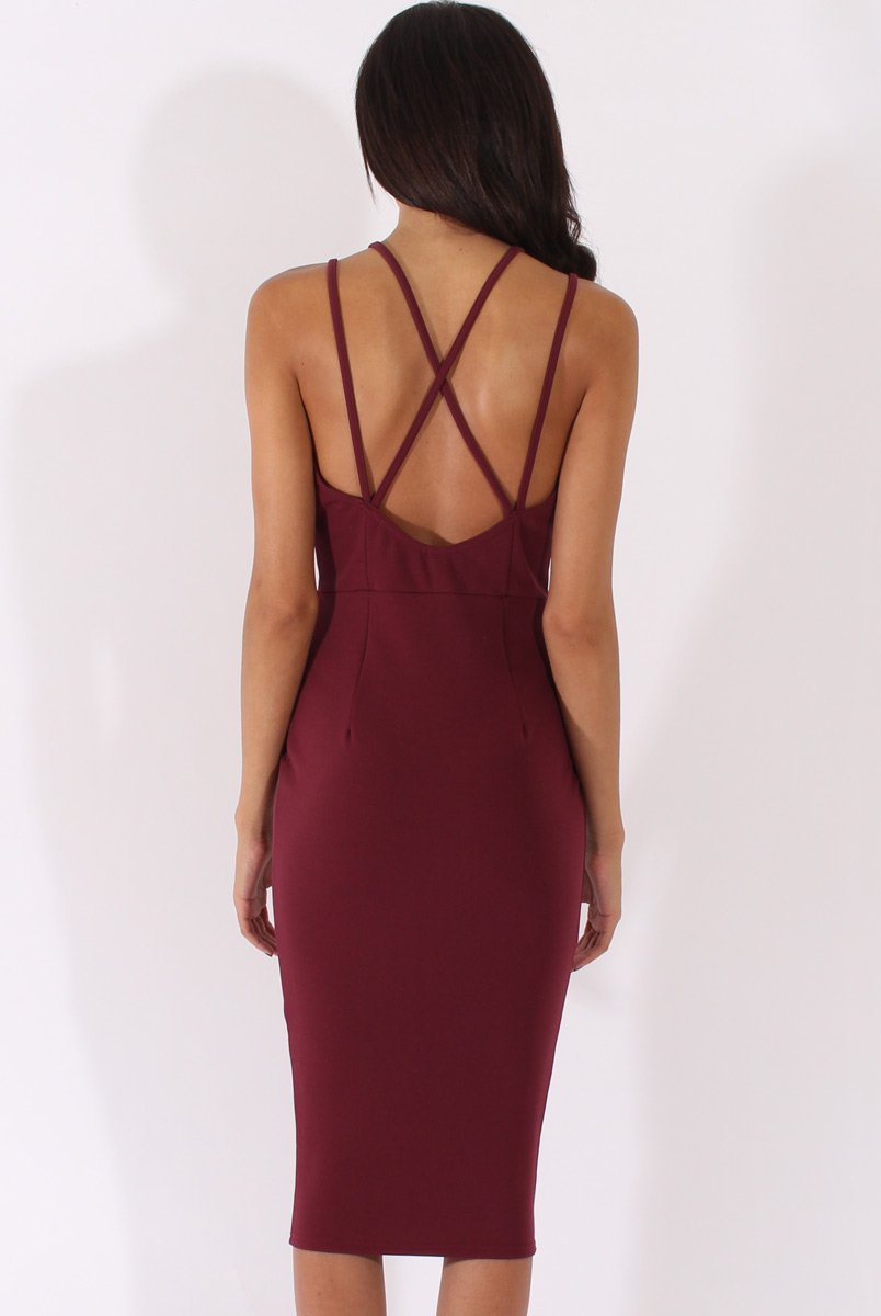 Purple Cut Out Strappy Midi Dress - Lotus-Dresses
