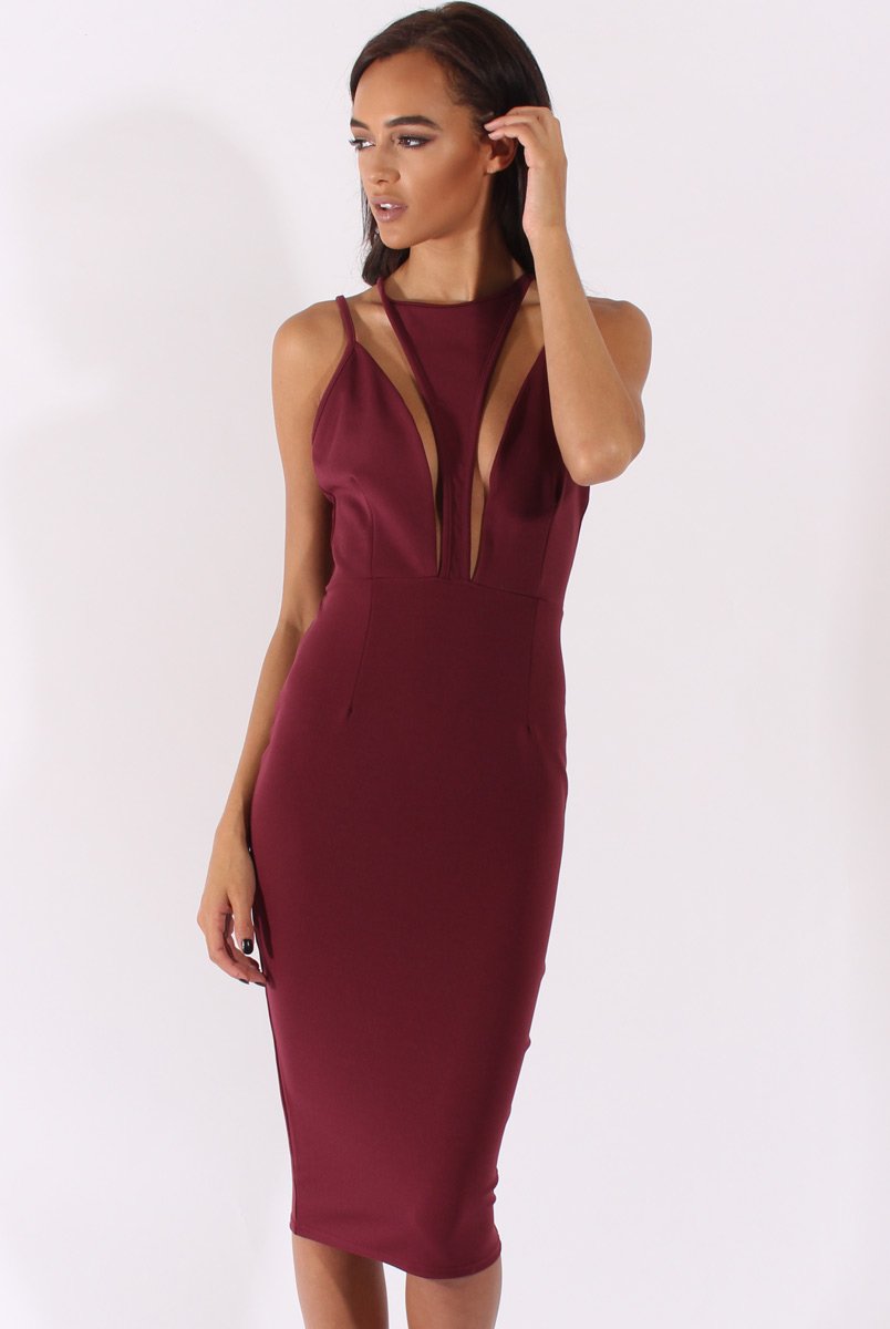 Purple Cut Out Strappy Midi Dress - Lotus-Dresses