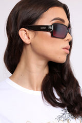 Purple Diamante Square Frame Sunglasses - Liona-Sunglasses