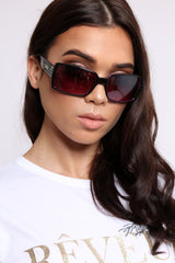 Purple Diamante Square Frame Sunglasses - Liona-Sunglasses