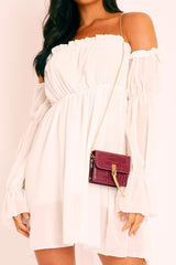 Purple Faux Croc Box Bag - Jerilynn-Bags