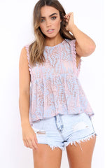 Purple Lace Peplum Top - Tayten-Tops