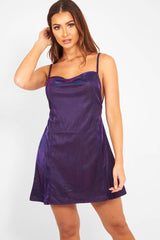 Purple Metallic Shimmer Mini Dress - Alda-Dresses