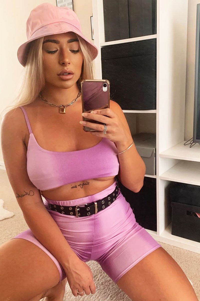 Purple Ombre Crop Top Cycling Shorts Co-ord - Gillie-Co-ords