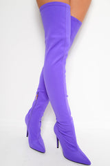 Purple Stretch Thigh High Boots - Lariya-Boots
