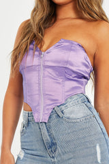 Purple Taffeta Sheen Finish Corset Top - Arami-Crop Tops