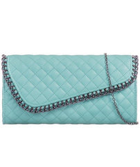 Quilted Asymmetric Chain Detail Clutch - Lila-Bags