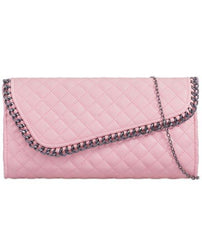Quilted Asymmetric Chain Detail Clutch - Lila-Bags