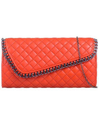 Quilted Asymmetric Chain Detail Clutch - Lila-Bags
