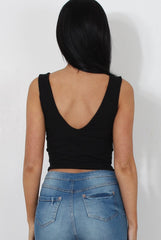 Raina Black Cut Out Crop Top-Crop Tops