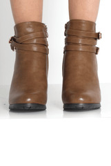 Raina Tan Buckle Detail Boots-Boots