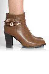 Raina Tan Buckle Detail Boots-Boots